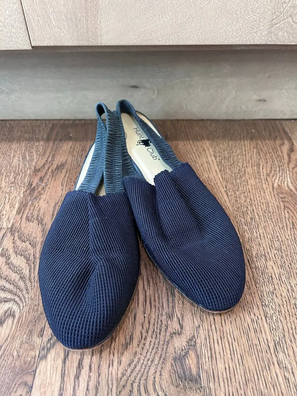 VTG Hunt Club Knit Slingback Flats Black Ribbed Fabric Pointed Toe Size 9